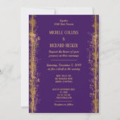 Invitation Mariage de frontière botanique en or chic (Devant)