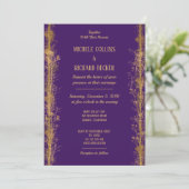 Invitation Mariage de frontière botanique en or chic (Debout devant)