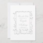 Invitation Mariage de frontière florale argent (Devant)