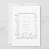 Invitation Mariage de frontière florale argent (Devant)