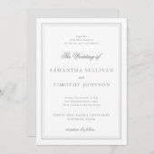 Invitation Mariage de frontière gris blanc intemporel (Devant / Derrière)