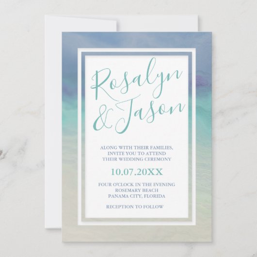 Invitation Mariage de frontière océanique peint (Devant)