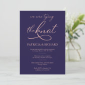 Invitation Mariage de fuite écriture feuille d'or rose bleu m (Debout devant)