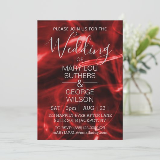 Invitation Mariage de fumée rouge (Debout devant)