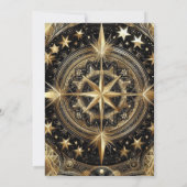 Invitation Mariage de galaxie céleste d'or noir mystique (Dos)