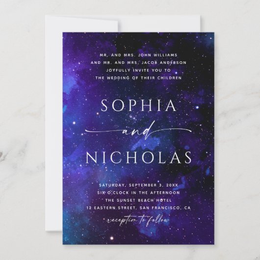 Invitation Mariage de Galaxie céleste | Space Night Sky & Sta (Devant)