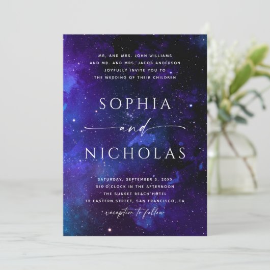 Invitation Mariage de Galaxie céleste | Space Night Sky & Sta (Debout devant)