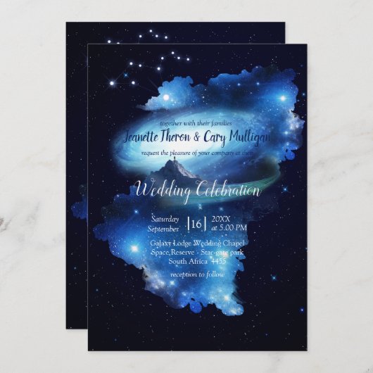 Invitation Mariage de galaxie spatiale (Devant / Derrière)
