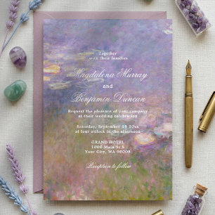 Invitation Mariage de galerie d'art de nénuphars violets de M