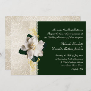 Invitation Mariage de Gardenia vert foncé et ivoire