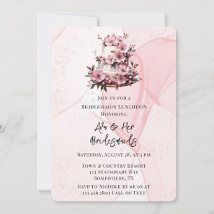 Invitation Mariage de gâteau à l'encre rose pour alcools