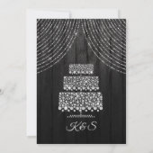 Invitation Mariage de Gâteau de rideau en diamant noir argent (Dos)