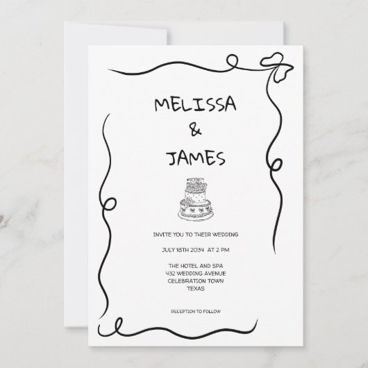 Invitation Mariage de gâteau Whimsical (Devant)