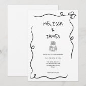 Invitation Mariage de gâteau Whimsical (Devant / Derrière)