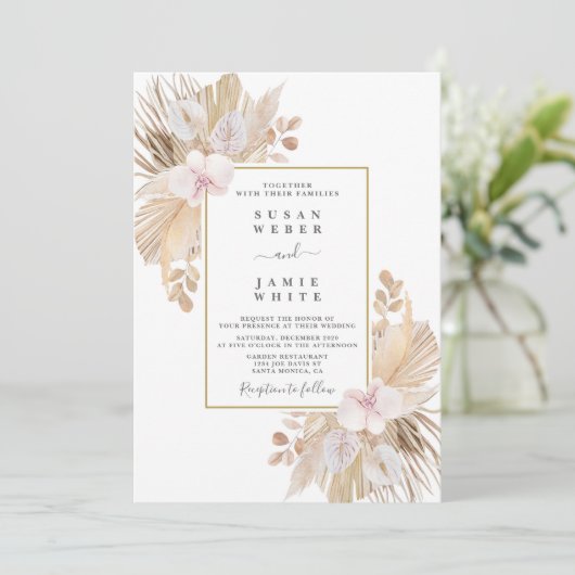 Invitation Mariage de gazon Pampas (Debout devant)