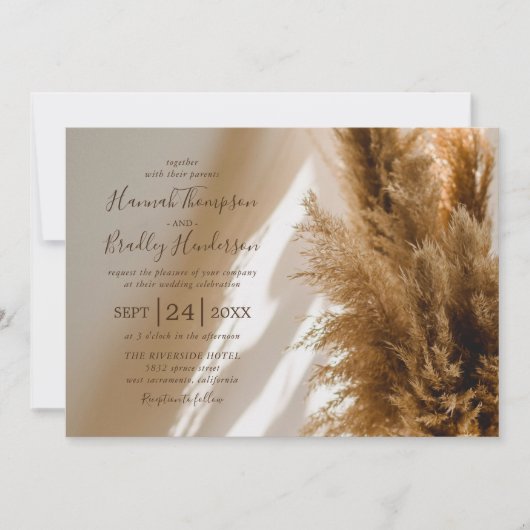Invitation Mariage de gazon Pampas (Devant)