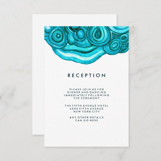 Invitation Mariage de géoode moderne| Réception bleue (Devant / Derrière)