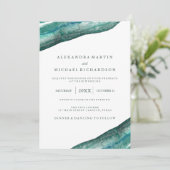 Invitation Mariage de géoode Turquoise aquarelle (Debout devant)
