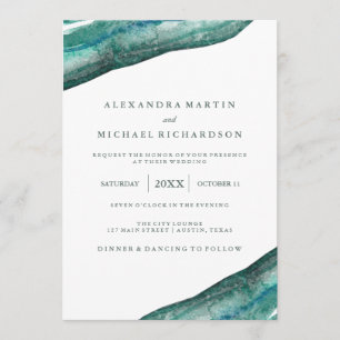 Invitation Mariage de géoode Turquoise aquarelle