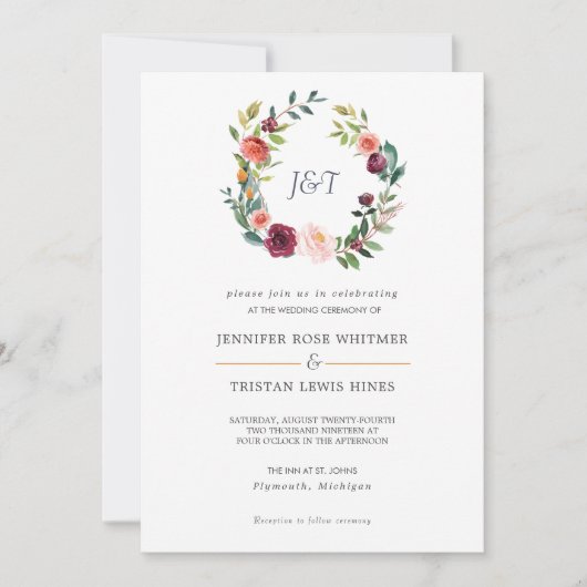 Invitation Mariage de gerbe végétale toscane (Devant)