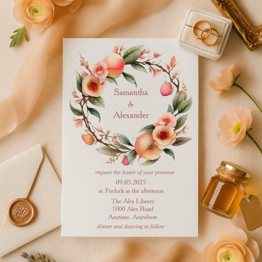 Invitation Mariage de germe de fleur de pêche romantique