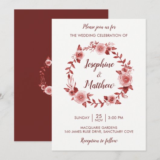 Invitation Mariage de germe de fleurs de Bourgogne (Devant / Derrière)
