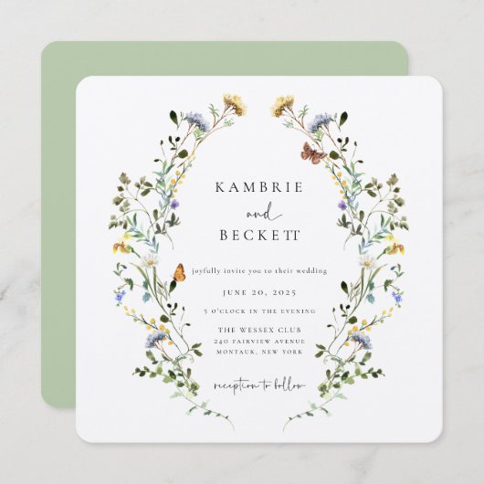 Invitation Mariage de germe de prairie sauvage (Devant / Derrière)