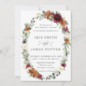 Invitation Mariage de germe floral d'ivoire de Bourgogne rust (Devant)