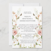 Invitation Mariage de germe rose moelleux Monogramme (Devant)