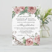Invitation Mariage de germe rustique rose rose rose de BOHO (Debout devant)