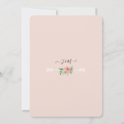 Invitation Mariage de germe rustique rose rose rose de BOHO (Dos)