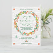 Invitation Mariage de germes de céréales en bois rustique (Debout devant)