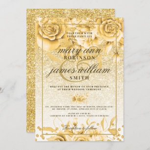 Invitation Mariage de glam élegant de Parties scintillant flo