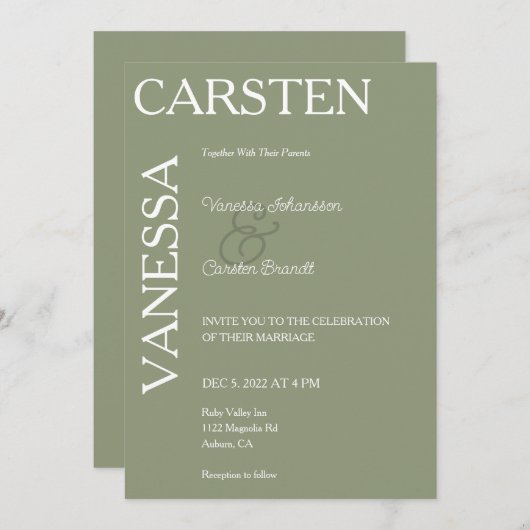 Invitation Mariage de glam moderne simpliste (Devant / Derrière)