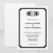 Invitation mariage de glamour hollywoodien à feutre noir (Devant / Derrière)