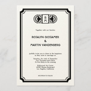 Invitation mariage de glamour hollywoodien à feutre noir