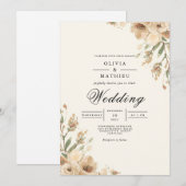 Invitation Mariage de Golden Bloom Romance (Devant / Derrière)