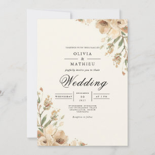 Invitation Mariage de Golden Bloom Romance