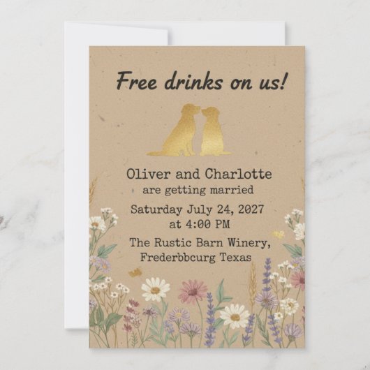 Invitation Mariage de Golden Retriever (Devant)