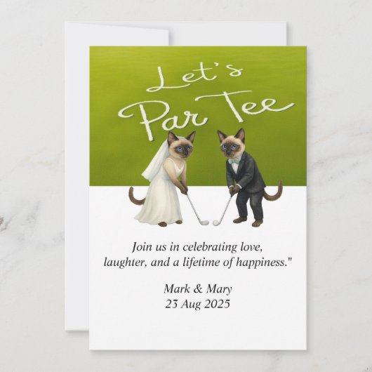 Invitation Mariage de golf à thème pour Amoureux de les chats (Devant)