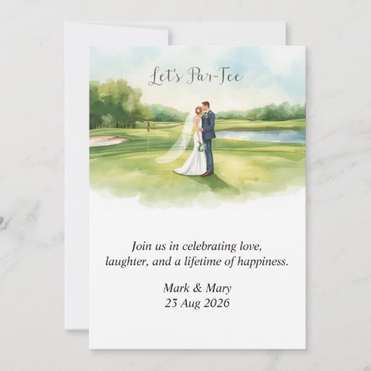 Invitation Mariage de golf aquarelle (Devant)
