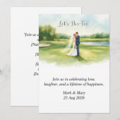 Invitation Mariage de golf aquarelle (Devant / Derrière)
