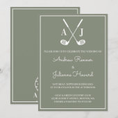 Invitation Mariage de Golf au Vert Sauge (Devant / Derrière)