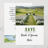 Invitation Mariage de golf avec mariée et mariée (Devant / Derrière)