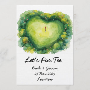 Invitation Mariage de golf avec une forme de cœur sur le parc
