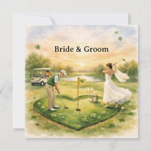 Invitation Mariage de Golf Chanceux en Amour Thème de la Sain
