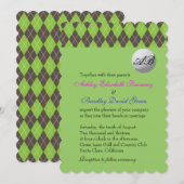 Invitation Mariage de golf de Jacquard Golfball Green Monogra (Devant / Derrière)
