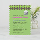 Invitation Mariage de golf de Jacquard Golfball Green Monogra (Debout devant)