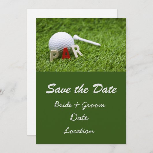 Invitation Mariage de golf enregistrer la date par à associer (Devant / Derrière)