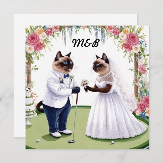 Invitation Mariage de golf sur le thème des Amoureux de les c (Devant / Derrière)